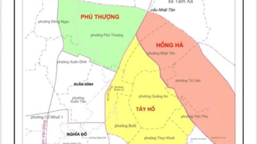Phương án thành lập đơn vị hành chính cấp xã trong phạm vi quận Tây Hồ. Ảnh: Thùy Giang.