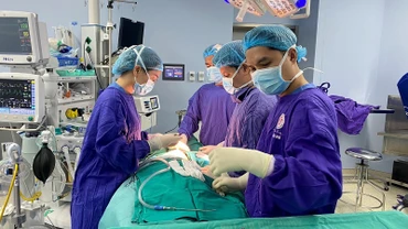 Các bác sĩ Bệnh viện Trung ương Quân đội 108 đã phẫu thuật cho người bệnh.