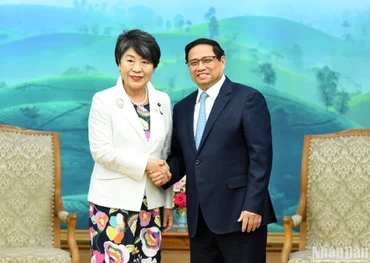 Thủ tướng Phạm Minh Chính đón Bộ trưởng Ngoại giao Nhật Bản Kamikawa Yoko.
