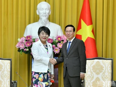 Chủ tịch nước Võ Văn Thưởng tiếp Bộ trưởng Ngoại giao Nhật Bản Kamikawa Yoko. (Ảnh: ĐĂNG KHOA)