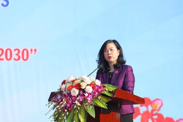 Bộ trưởng Y tế Đào Hồng Lan phát biểu tại lễ mitting.