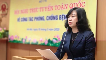 Bộ trưởng Bộ Y tế Đào Hồng Lan phát biểu tại cuộc họp.