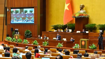 Quang cảnh ngày làm việc thứ 9, Kỳ họp thứ 7, Quốc hội khóa XV. (Ảnh: THỦY NGUYÊN)