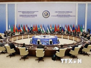 Quang cảnh Hội nghị thượng đỉnh Tổ chức Hợp tác Thượng Hải (SCO) ở Samarkand, Uzbekistan ngày 16/9/2022. (Ảnh: AFP/TTXVN)