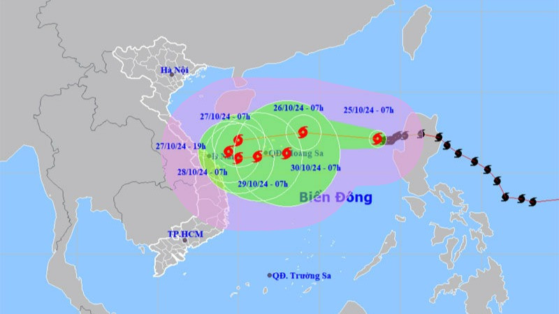 Vị trí và hướng di chuyển của bão số 6. (Nguồn: nchmf.gov.vn)