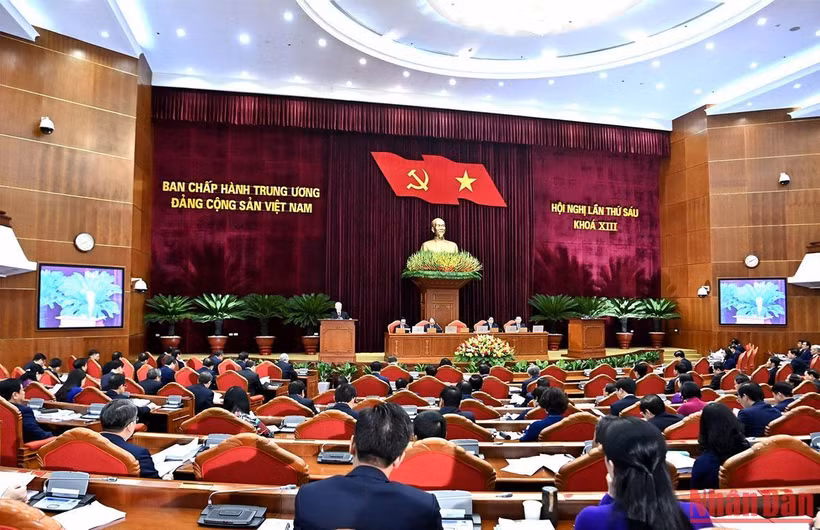 Quang cảnh khai mạc Hội nghị lần thứ 6, Ban Chấp hành Trung ương. (Ảnh: Đăng Khoa)