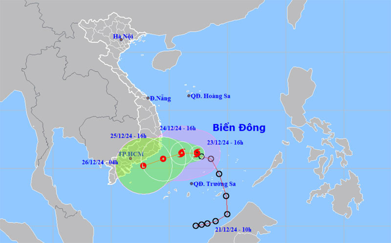 Vị trí và hướng di chuyển của bão số 10. (Nguồn: nchmf.gov.vn)