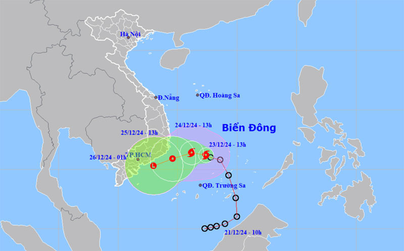 Vị trí và hướng di chuyển của bão số 10. (Nguồn: nchmf.gov.vn)