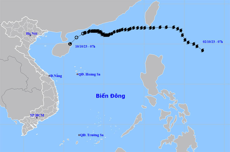 Áp thấp nhiệt đới (suy yếu từ bão số 4) tiếp tục suy yếu và tan dần. (Nguồn: nchmf.gov.vn)