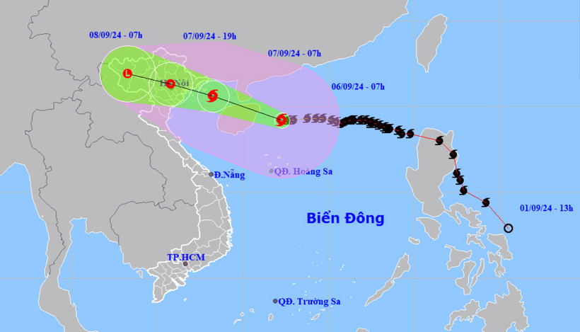 Vị trí và hướng di chuyển của bão số 3. (Nguồn: nchmf.gov.vn)