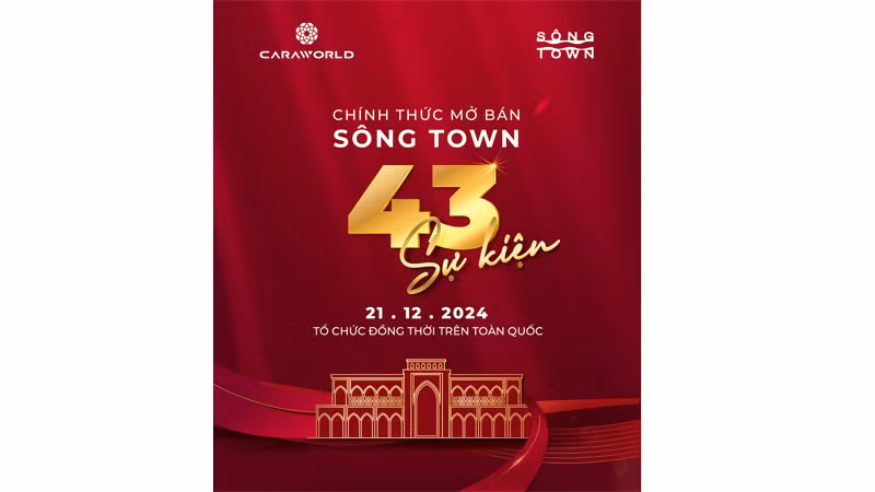 Sông Town sẽ chính thức được mở bán vào ngày 21/12 tới với 43 sự kiện tổ chức đồng thời trên toàn quốc.