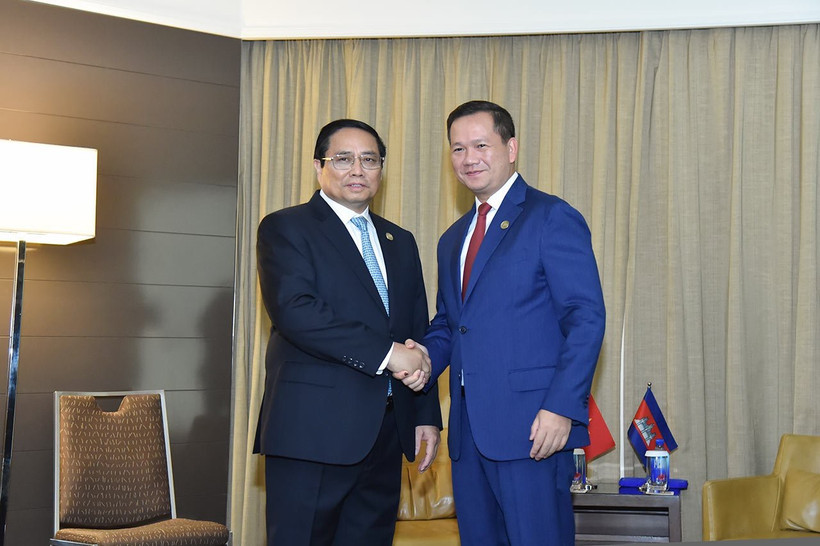 Thủ tướng Chính phủ Phạm Minh Chính và Thủ tướng Campuchia Hun Manet.
