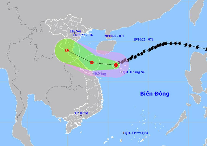 Vị trí và hướng di chuyển của bão số 6. (Nguồn: nchmf.gov.vn)