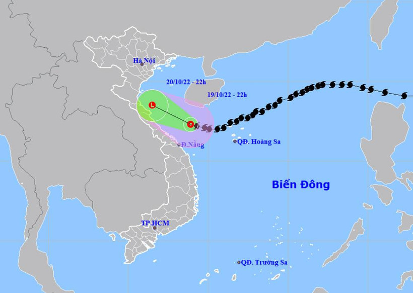 Vị trí và hướng di chuyển của áp thấp nhiệt đới (suy yếu từ bão số 6). (Nguồn: nchmf.gov.vn)
