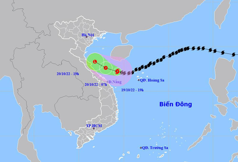 Vị trí và hướng di chuyển của bão số 6. (Nguồn: nchmf.gov.vn)