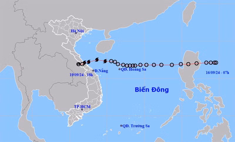 Áp thấp nhiệt đới tiếp tục suy yếu thành vùng áp thấp trên khu vực Trung Lào. (Ngồn: nchmf.gov.vn)