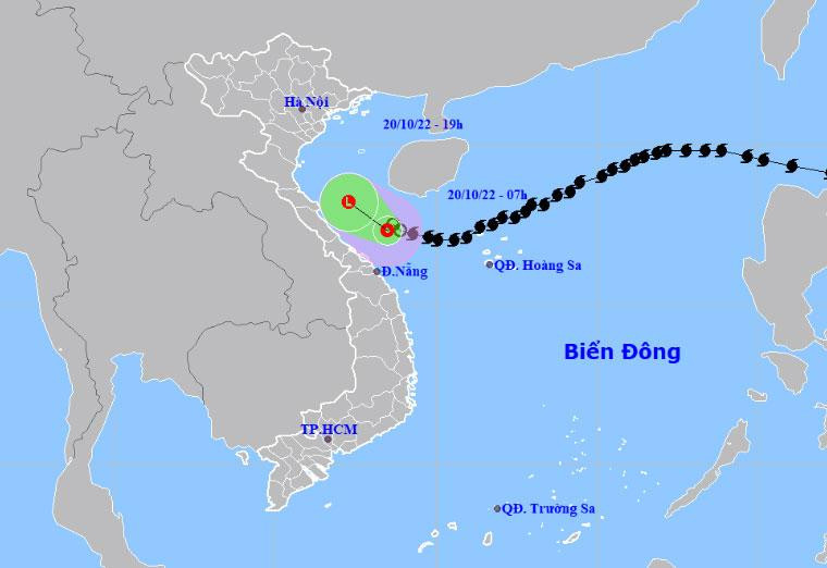 Vị trí và hướng di chuyển của áp thấp nhiệt đới (suy yếu từ bão số 6). (Nguồn: nchmf.gov.vn)
