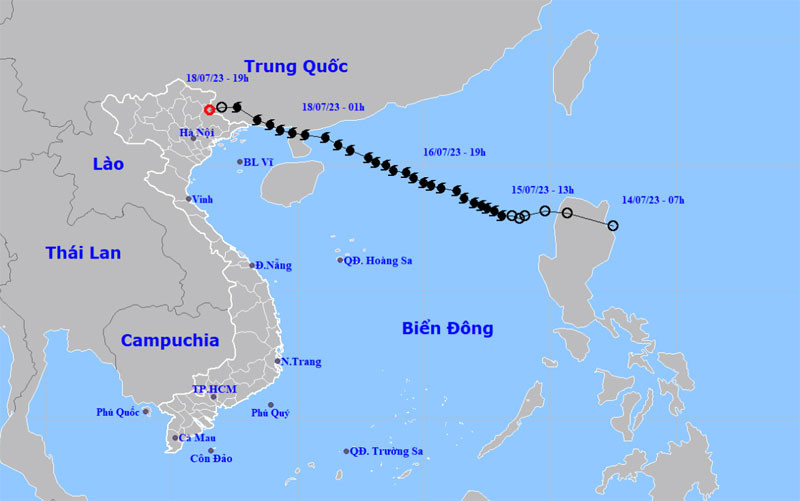 Áp thấp nhiệt đới tiếp tục suy yếu và tan dần. (Nguồn: nchmf.gov.vn)