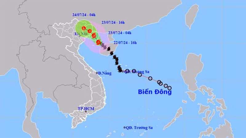 Vị trí và hướng di chuyển của bão số 2. (Nguồn: nchmf.gov.vn)