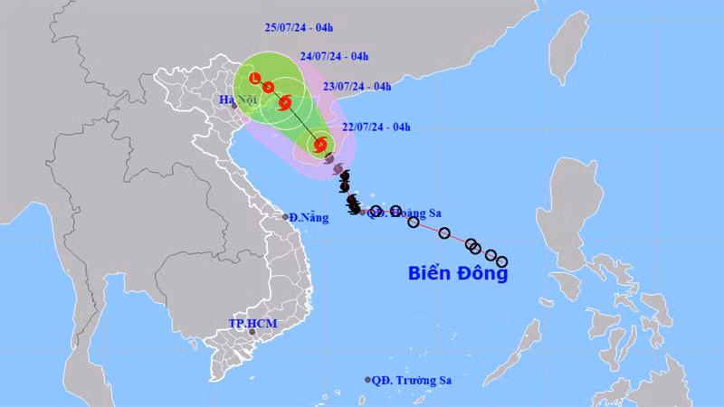 Vị trí và hướng di chuyển của bão số 2. (Nguồn: nchmf.gov.vn)