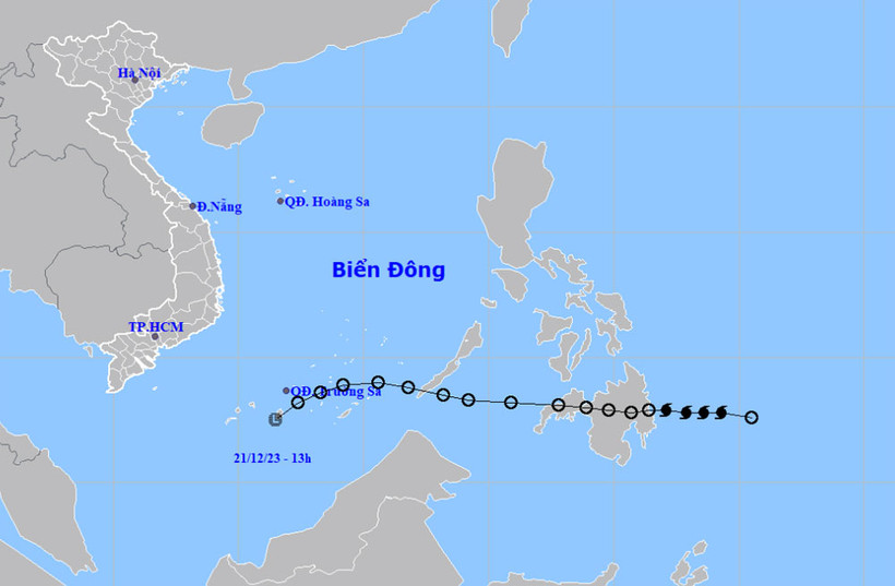 Áp thấp nhiệt đới suy yếu thành vùng áp thấp và tan dần. (Nguồn: nchmf.gov.vn)