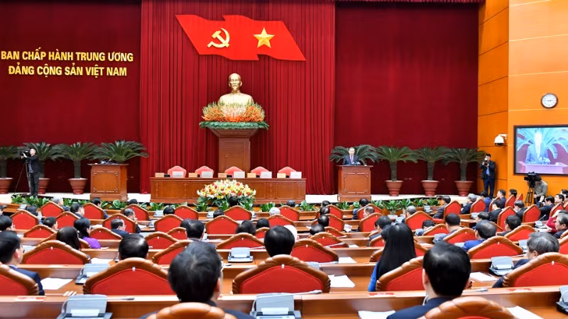 Toàn cảnh phiên bế mạc Hội nghị Ban Chấp hành Trung ương Đảng khóa XIII. Ảnh: Đăng Khoa