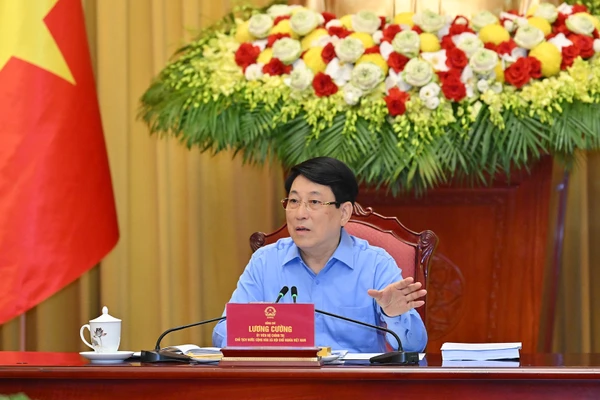  Chủ tịch nước Lương Cường phát biểu tại buổi làm việc với Tỉnh uỷ Quảng Ninh.