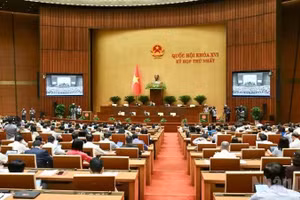 Quốc hội làm việc tại hội trường. (Ảnh: DUY LINH)