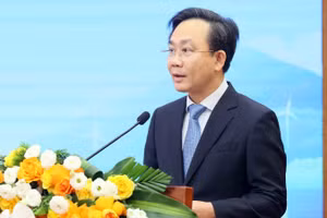 Phó Chủ tịch Ủy ban nhân dân tỉnh Quảng Trị Hoàng Xuân Tân phát biểu. (Ảnh: TTXVN)