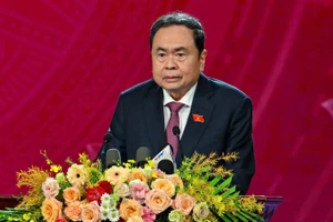 Chủ tịch Quốc hội Trần Thanh Mẫn phát biểu tại Lễ trao giải. (Ảnh: THỦY NGUYÊN)