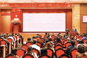 Thành ủy Hà Nội tổ chức hội nghị quán triệt, triển khai chương trình hành động của Ban Thường vụ Thành ủy thực hiện các nghị quyết chiến lược của Bộ Chính trị. (Ảnh: BTC)