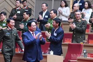 Thủ tướng Chính phủ Phạm Minh Chính tới dự và chủ trì Hội nghị Bảo đảm an ninh, trật tự phục vụ phát triển kinh tế-xã hội vùng đồng bằng sông Cửu Long. (Ảnh: TRẦN HẢI)