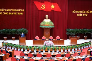 Phiên bế mạc Hội nghị lần thứ ba Ban Chấp hành Trung ương Đảng khóa XIV. (Ảnh: ĐĂNG KHOA)
