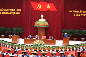 Khai mạc Hội nghị lần thứ 2 Ban Chấp hành Trung ương Đảng khóa XIV. (Ảnh: ĐĂNG KHOA)