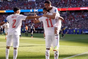 Các tuyển thủ Morocco ăn mừng sau bàn thắng của trận đấu. (Ảnh: FIFA)