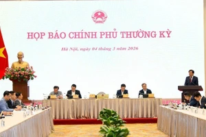 Quang cảnh họp báo. (Ảnh: VGP)