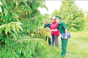 Đảng viên Đồn Biên phòng Tân Thành (Bộ đội Biên phòng tỉnh Đồng Nai) xuống cơ sở hỗ trợ nhân dân phát triển kinh tế, đồng thời nắm thông tin ở khu dân cư biên giới thông qua hộ gia đình mình phụ trách.