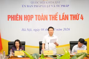 Phó Chủ nhiệm Ủy ban Pháp luật và Tư pháp của Quốc hội Ngô Trung Thành phát biểu kết luận phiên họp. (Ảnh: TL)