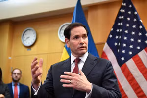 Ngoại trưởng Mỹ Marco Rubio phát biểu tại cuộc họp báo ở Nhà trắng, Washington, D.C. (Ảnh: THX/TTXVN)