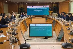 Lễ công bố hoàn tất giải ngân khoản vay dành cho Chương trình hỗ trợ doanh nghiệp siêu nhỏ, nhỏ và vừa (MSMEs) tại khu vực nông thôn, trong khuôn khổ Tài chính đầu tư khu vực tư nhân của JICA, Hà Nội, ngày 13/4/2026. (Ảnh: VGP/Kim Anh)