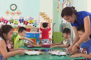 Một tiết học ở Trường Mẫu giáo Lý Tự Trọng, Khánh Hòa. (Ảnh: PHONG NGUYÊN)