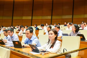 Quốc hội thảo luận tại hội trường. (Ảnh: DUY LINH)