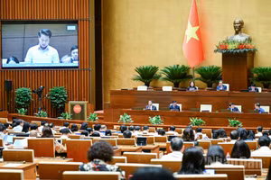 Quốc hội thảo luận ở hội trường. (Ảnh: DUY LINH)