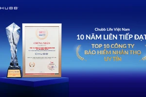 Chubb Life Việt Nam 10 năm liên tiếp vào Top 10 doanh nghiệp bảo hiểm uy tín, đánh dấu 20 năm vì lợi ích khách hàng