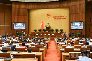 Quốc hội làm việc tại hội trường. (Ảnh: DUY LINH)