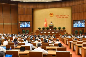 Quốc hội làm việc tại hội trường. (Ảnh: THỦY NGUYÊN)