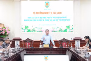 Bộ trưởng Tư pháp Nguyễn Hải Ninh phát biểu tại cuộc họp. (Ảnh: TL)