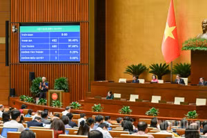 Quốc hội biểu quyết thông qua Luật Hộ tịch (sửa đổi). (Ảnh: DUY LINH)