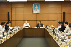 Đại biểu Quốc hội thảo luận tại tổ cho ý kiến về Dự án Luật Thủ đô (sửa đổi). (Ảnh: THỦY NGUYÊN)