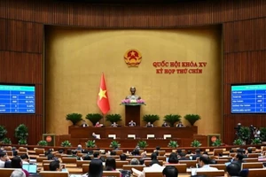 Quốc hội biểu quyết thông qua Bộ luật Tố tụng hình sự. (Ảnh: DUY LINH)